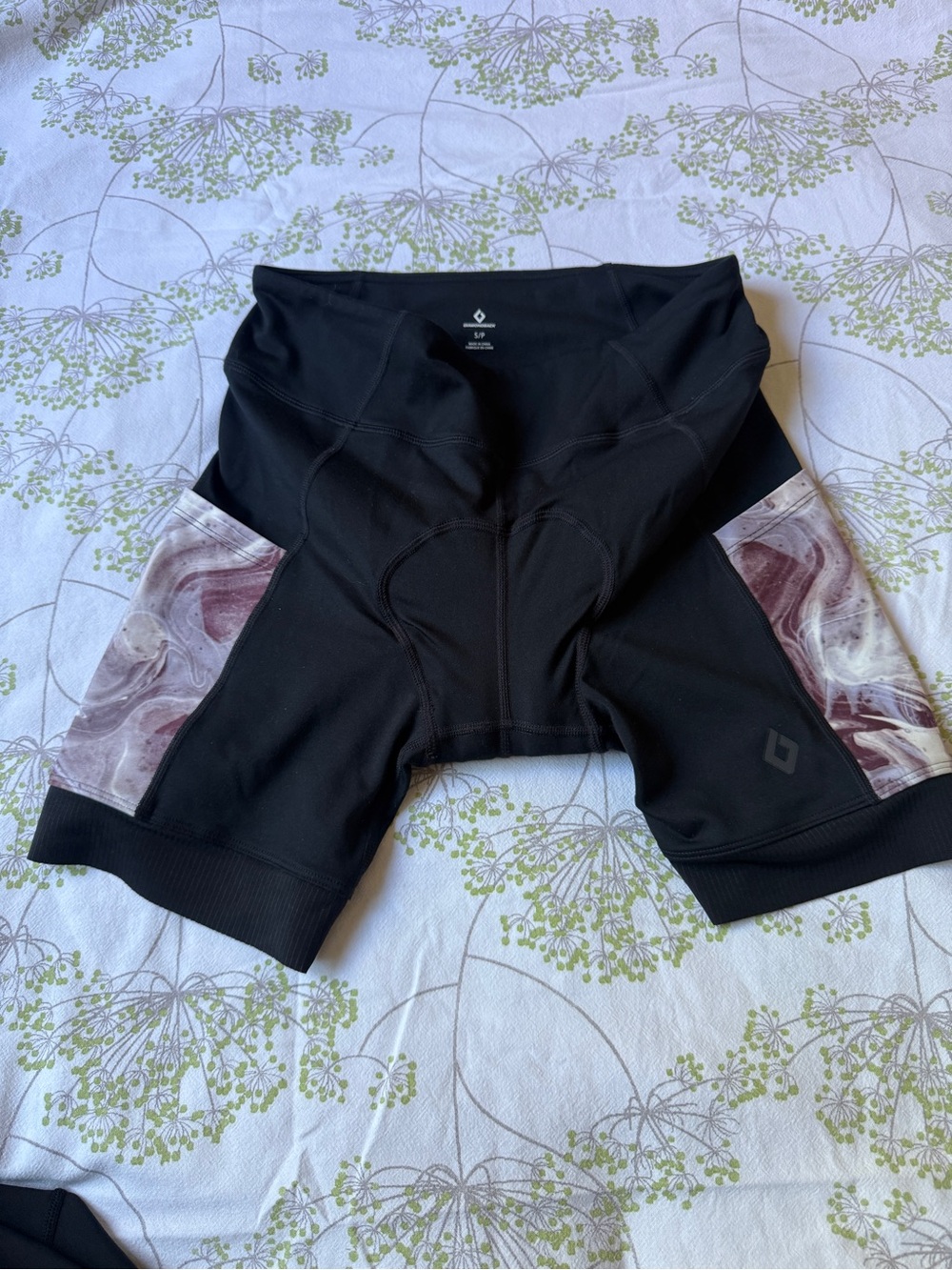 Diamond Supply Co. Black Bike Shorts with Marble Side Panels